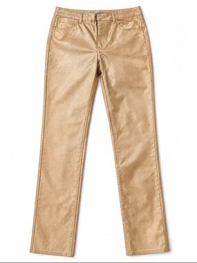 Gibson Latimer Gold Metallic Sheen Pants Size 14 Straight Leg Career Holiday